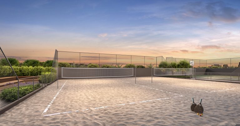 Perspectiva Ilustrada: Quadras De Beach Tennis Do Alive Home Resort, Vila Prudente